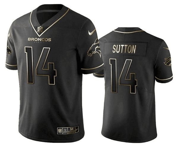 Men's Denver Broncos #14 Courtland Sutton Black Gold Limited Stitched Football Jersey Men's Denver Broncos #14 Courtland Sutton Black Gold Limited Stitched Football Jersey
